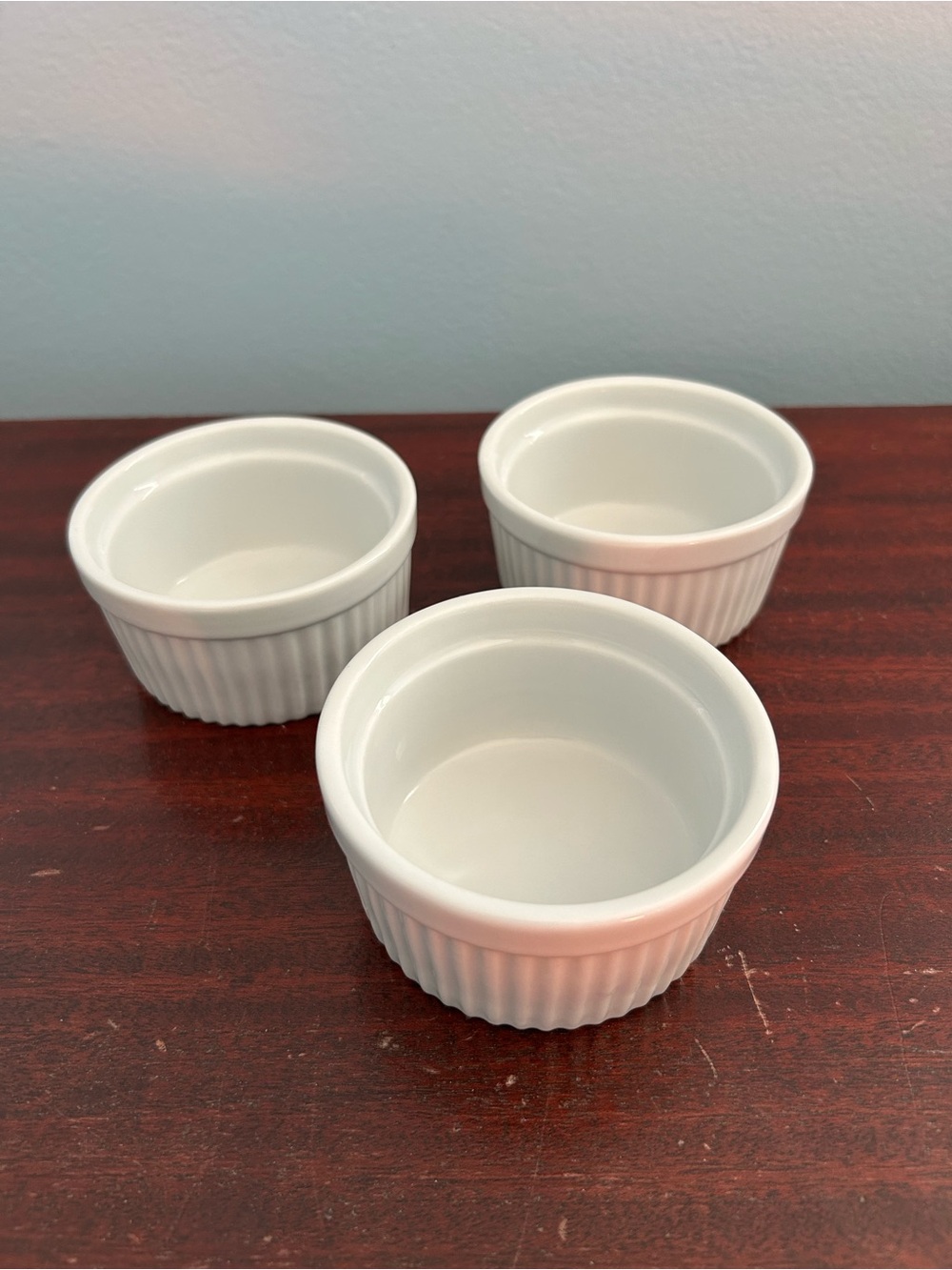 Set of Three Pier 1 White Ceramic Ramekins